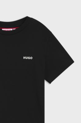 Two-pack of kids' T-shirts in cotton jersey, Black / White