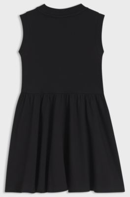 Kids' sleeveless dress in cotton with skater skirt, Black