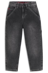 Kids' loose-fit jeans in black stretch denim, Black