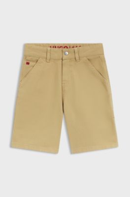 Loose-fit kindershort van stretchkatoen, Beige