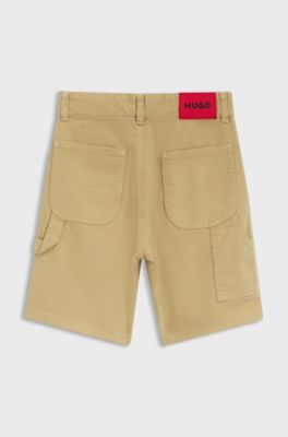 Shorts loose fit in cotone elasticizzato per bambini, Beige