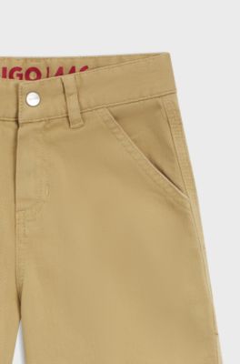 Loose-fit kindershort van stretchkatoen, Beige