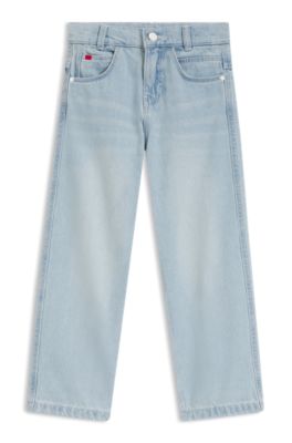 Loose-Fit Jeans f&uuml;r Kinder aus blauem Denim mit Mesh-Struktur, Hellblau