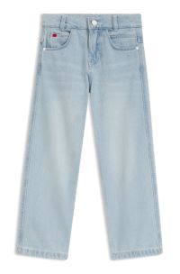 Kids' loose-fit jeans in blue mesh denim, Light Blue