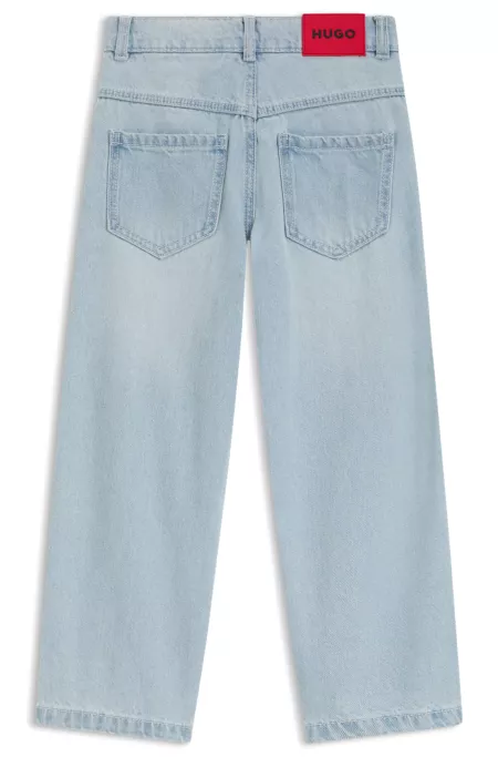 Loose-Fit Jeans für Kinder aus blauem Denim mit Mesh-Struktur