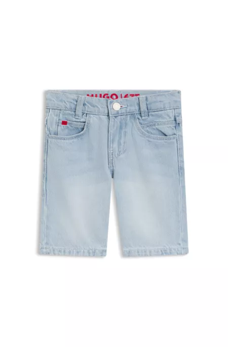 Kinder-Shorts aus blauem Denim mit Logo-Details