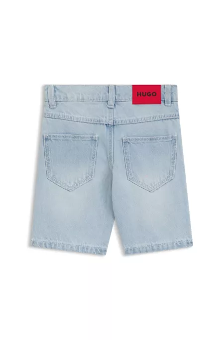 Kinder-Shorts aus blauem Denim mit Logo-Details