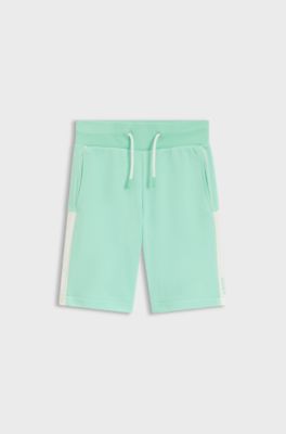 Shorts per bambini in pile misto cotone con logo, Verde