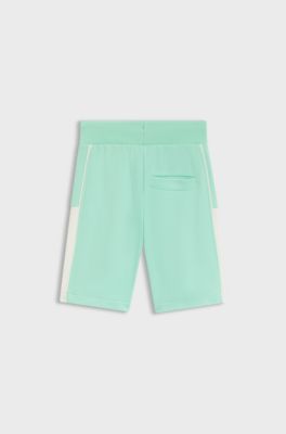 Barnshorts i bomullsblandad fleece med logga, Gr&ouml;n