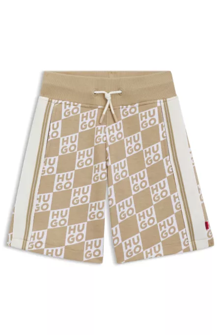 Shorts para niños en algodón con logo apilado estampado