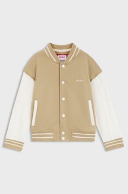 Kids' cotton-blend jacket with rear artwork, Beige