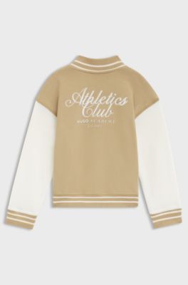 Kids' cotton-blend jacket with rear artwork, Beige