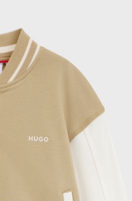 Giubbotto bambini in misto cotone con grafica posteriore, Beige