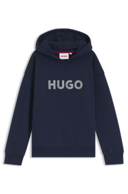 Kids' fleece hoodie with logo print, Dark Blue