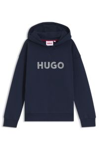Kids' fleece hoodie with logo print, Dark Blue
