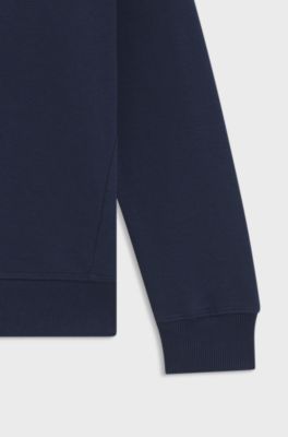 Felpa con cappuccio in pile per bambini con logo stampato, Blu scuro