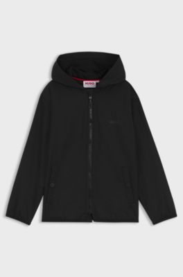 Wasserabweisender Windbreaker f&uuml;r Kids mit Logo-Print, Schwarz