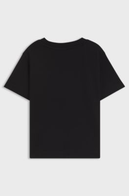 Kids' T-shirt in cotton with raised logo print, Black