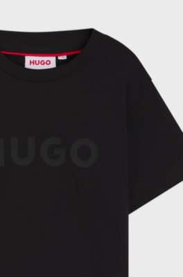 Kids' T-shirt in cotton with raised logo print, Black