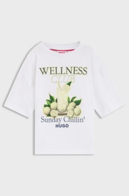 Camiseta para ni&ntilde;os en algod&oacute;n con logo de dise&ntilde;o, Blanco