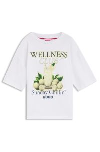 Kids' T-shirt in cotton with logo artwork, White