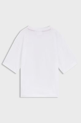 T-shirt f&ouml;r barn i bomull med logomotiv, Vit