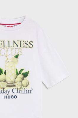 T-shirt f&ouml;r barn i bomull med logomotiv, Vit