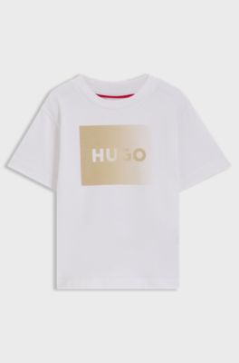 Kinder-T-Shirt aus Baumwolle mit Logo-Artwork, Wei&szlig;
