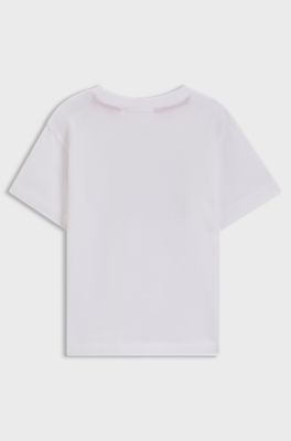 Kinder-T-Shirt aus Baumwolle mit Logo-Artwork, Wei&szlig;