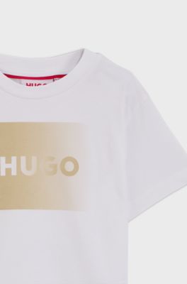 Kinder-T-Shirt aus Baumwolle mit Logo-Artwork, Wei&szlig;