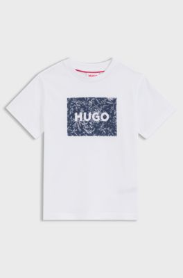 Kids' T-shirt in cotton with printed logo artwork, White