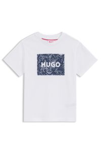 Kids' T-shirt in cotton with printed logo artwork, White