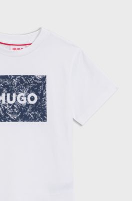 Kids' T-shirt in cotton with printed logo artwork, White