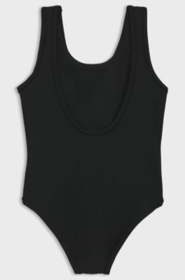 Costume da bagno bambini con stampa logo a forma di cuore, Nero