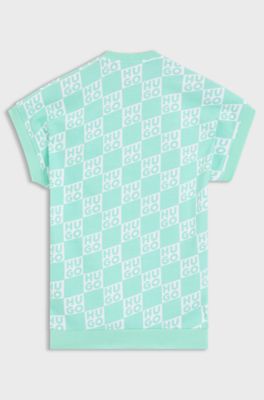 Vestido estilo sudadera para ni&ntilde;as en algod&oacute;n con logo estampado, Verde