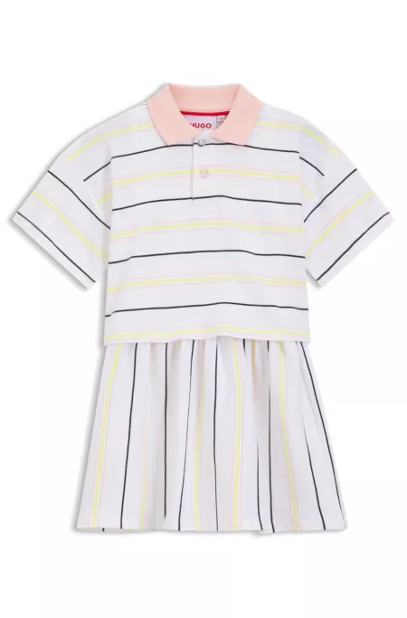 Vestido polo para niñas de algodón a rayas