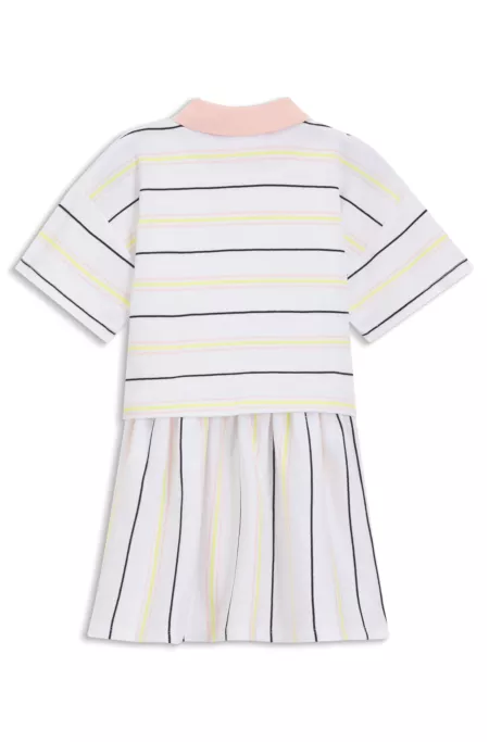 Vestido polo para niñas de algodón a rayas