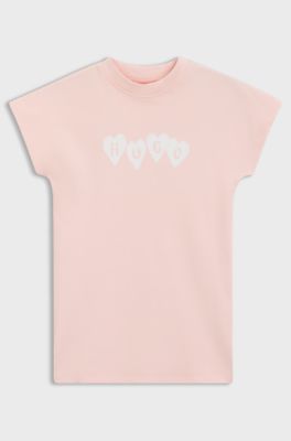 T-shirtjurk voor kinderen van katoen met logo-artwork, Lichtroze