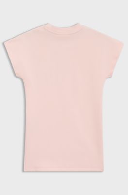 Kids' T-shirt dress in cotton with logo artwork, light pink