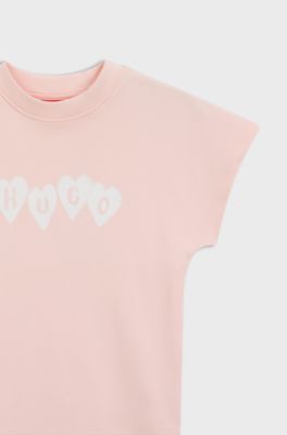 Kids' T-shirt dress in cotton with logo artwork, light pink