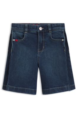 Kids' shorts in blue stretch denim, Dark Blue
