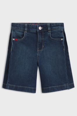 キッズ ショートパンツ ブルー ストレッチデニム, ダークブルー