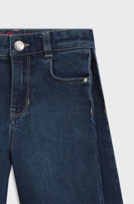 キッズ ショートパンツ ブルー ストレッチデニム, ダークブルー
