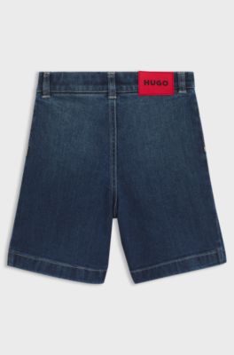 Shorts til b&oslash;rn i bl&aring; denim med str&aelig;k, M&oslash;rkebl&aring;