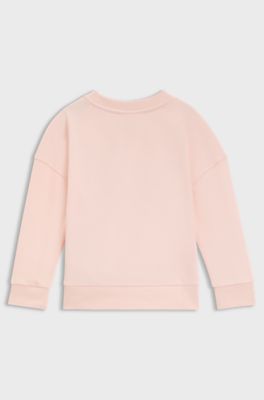 Fleece kindersweater met logo-artwork, Lichtroze