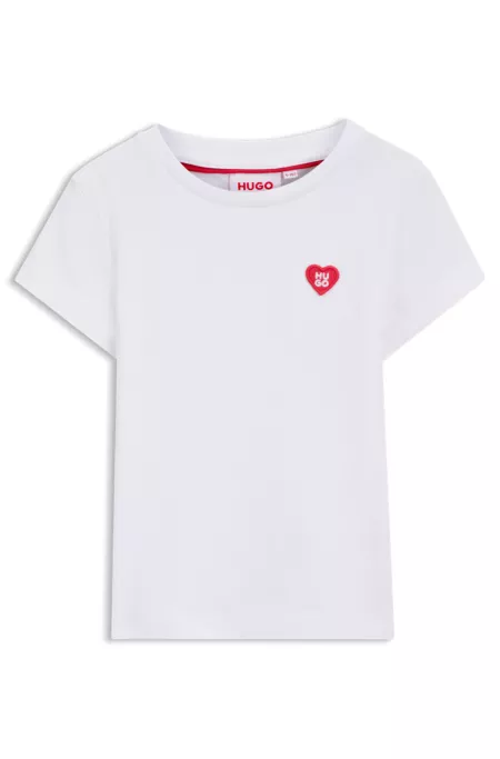 Camiseta para niñas en algodón con logo bordado en forma de corazón