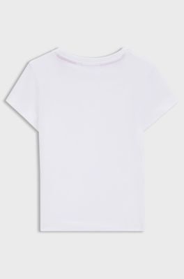 T-shirt in cotone bambini con logo ricamato a forma di cuore, Bianco