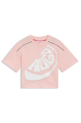 Kids' T-shirt in cotton with logo artwork, light pink