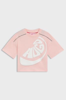 Kids' T-shirt in cotton with logo artwork, light pink