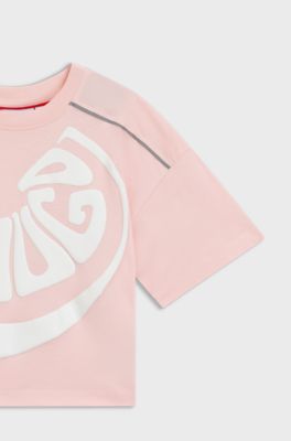 Kids' T-shirt in cotton with logo artwork, light pink